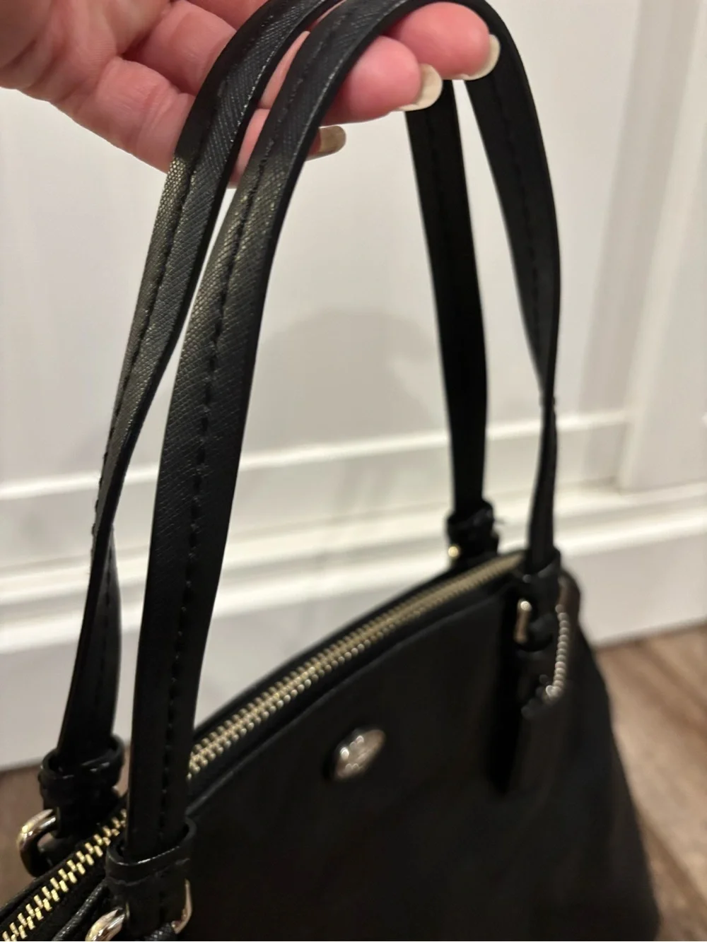 Saffiano leather dome satchel from the Coach Peyton collection